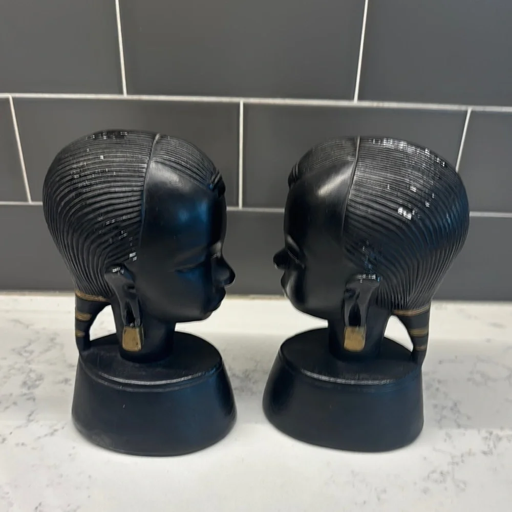 Vintage Ebony and Gold Accent Busts